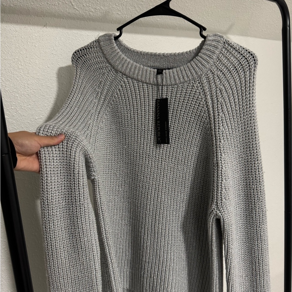 BANANA REPUBLIC SPARKLY GREY KNIT SWEATER - BRAND NEW w/ TAGS